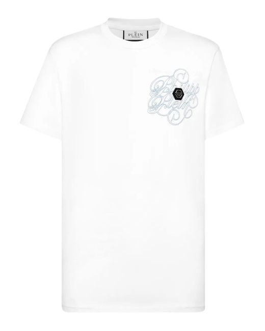 Philipp Plein White Plein Coursive-Print T-Shirt for men