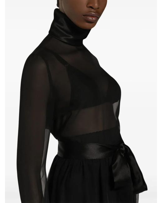 Dolce & Gabbana Black Semi-Transparent Silk Blouse