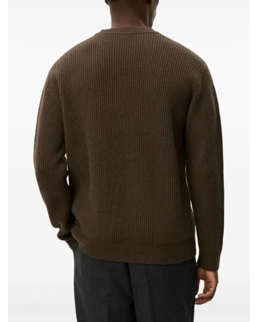 Les Deux Green Ribbed Crew-Neck Jumper for men