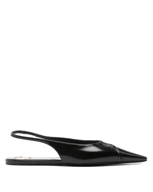 Saint Laurent Black Babylone Leder Slingback Ballets