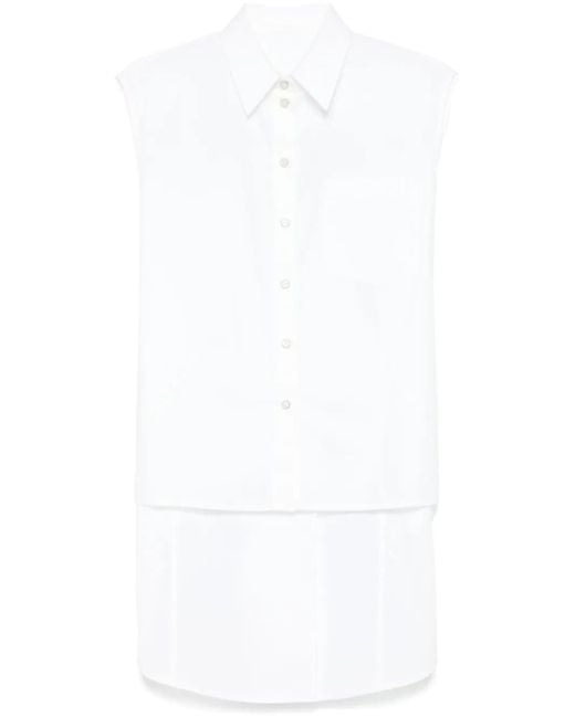 Helmut Lang White Ärmelloses Apex Tail Hemd