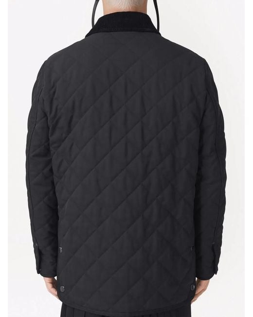 Burberry Black Corduroy-collar Quilted Jacket for men