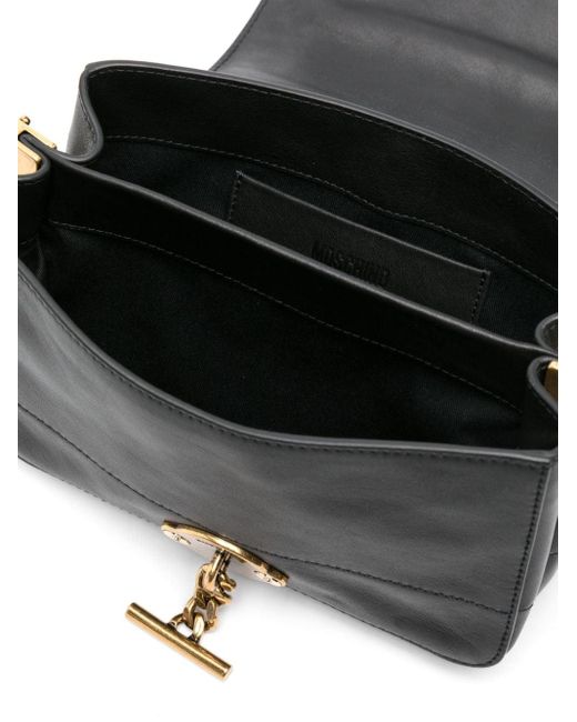 Moschino Black Striped Leather Shoulder Bag