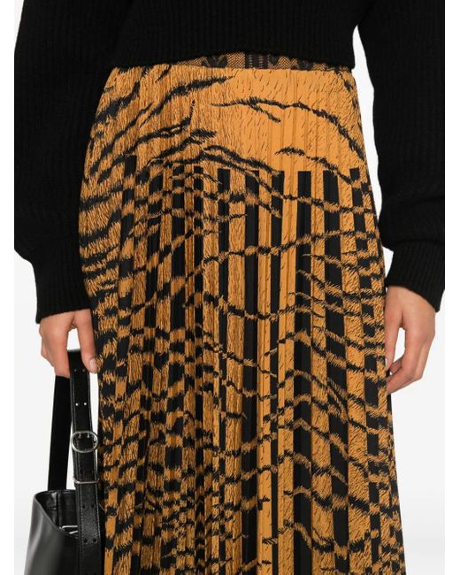 Pierre Louis Mascia Orange Pleated Patterned Skirt