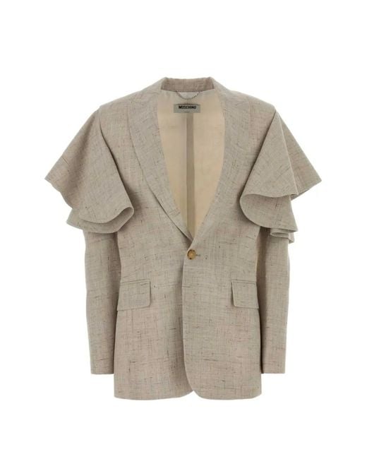 Moschino Gray Ruffled-Sleeve Blazer