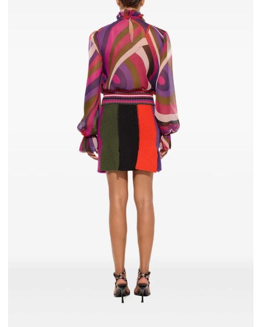 Emilio Pucci Red Colorblock Mini Skirt