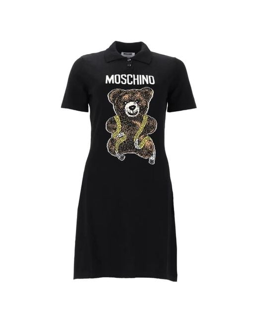 Moschino Black Teddy Bear Intarsia-Knit Dress