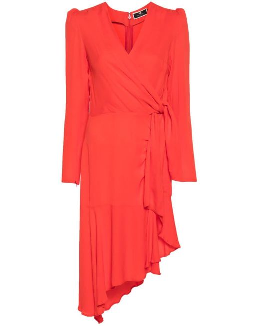 Elisabetta Franchi Red Crepe Asymmetric Mini Dress