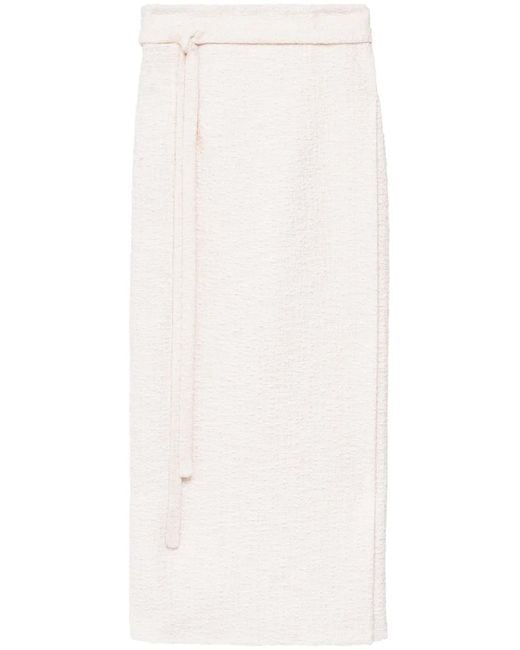 Another Tomorrow White Organic-Cotton Tweed Wrap Skirt