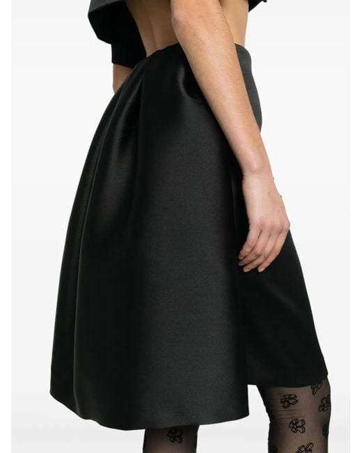 P.A.R.O.S.H. Black Layered Detail Midi Skirt
