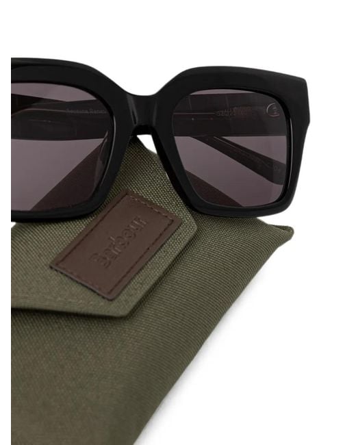 Barbour Black Lunettes De Soleil Carrées À Motif Tartan