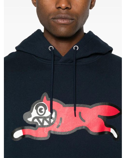 ICECREAM Blue Running Dog Popover Cotton Hoodie for men