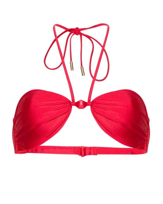 Cult Gaia Red Euphrasia Beaded Bikini Top