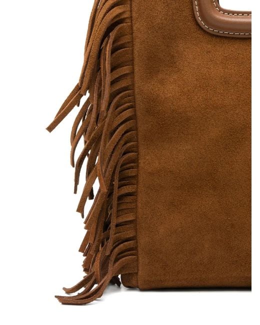 Maje Brown M Fringed Tote Bag