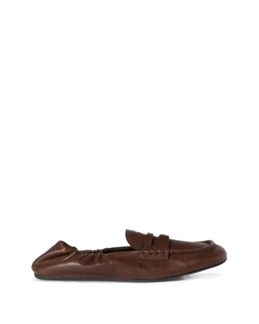 Miu Miu Brown Logo-Embossed Penny Loafers