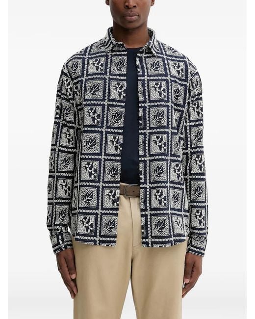 Desigual Blue Chemise Imprimée À Manches Courtes for men