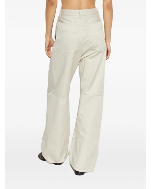 MM6 by Maison Margiela White Pleated Wide-Leg Trousers