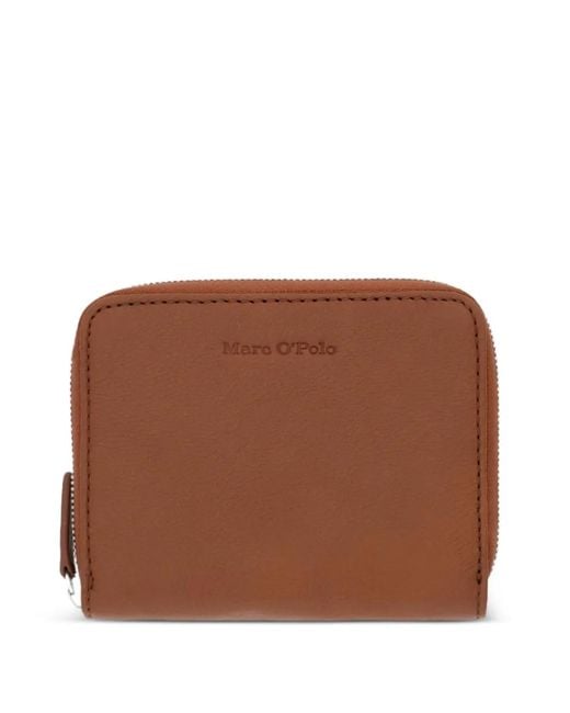 Marc O' Polo Brown Logo-Debossed Zip-Around Wallet