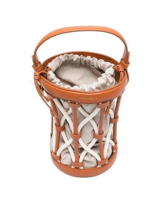 Coccinelle White Koi Leather-Detail Bucket Bag