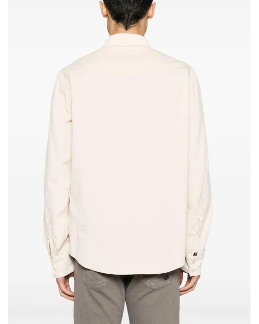 Jacob Cohen Natural Logo-Embroidery Corduroy Cotton Shirt for men