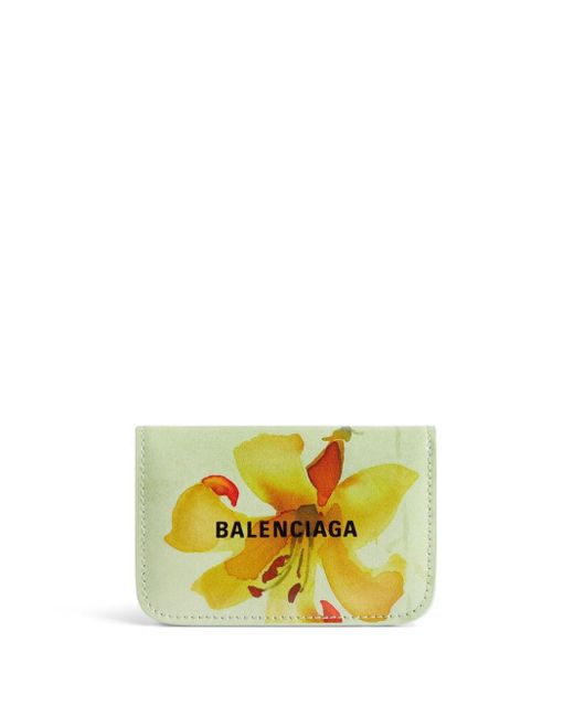 Balenciaga Yellow Lillies-print Leather Wallet