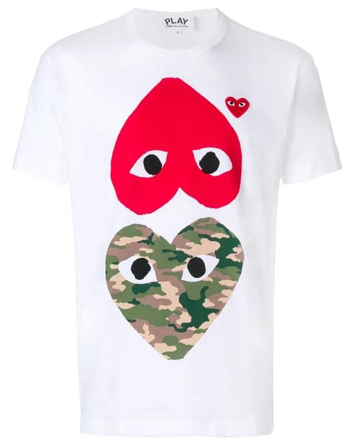 COMME DES GARÇONS PLAY White Hearts Print T-Shirt for men