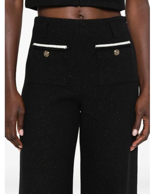 Maje Black Button-Detail Flared Trousers