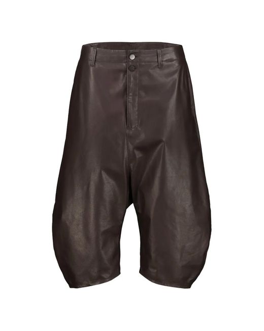 Lemaire Gray Dropped-Crotch Leather Trousers