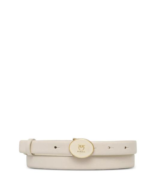 Pinko White Logo-Buckle Belt