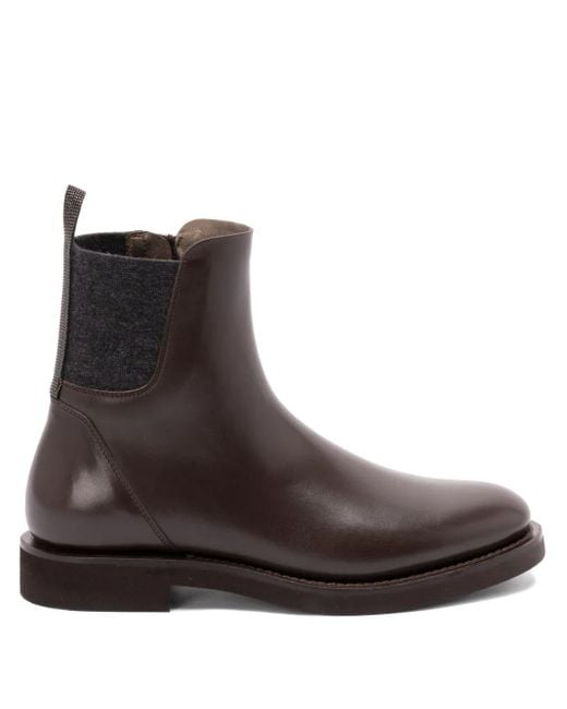Brunello Cucinelli モニーレ レザーアンクルブーツ 30mm Brown