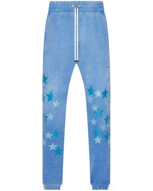 Amiri Blue Star-Patch Cotton Track Pants for men
