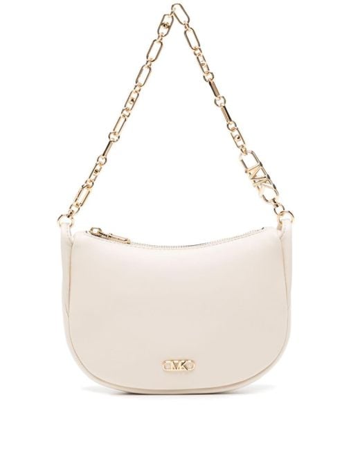 Michael Kors Kendall Logo plaque Leather Shoulder Bag in White