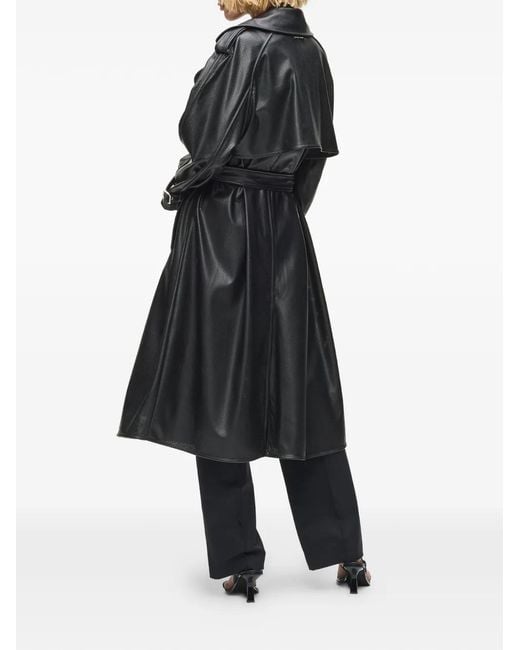 Karl Lagerfeld Black Belted Double-Breasted Trench Coat