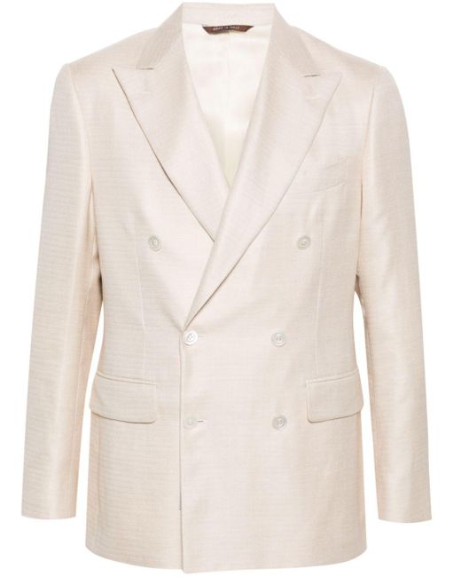 Canali Natural Double-breasted Herringbone Blazer for men