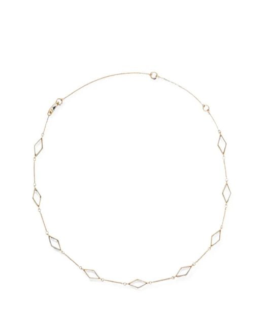 Jil Sander White Argyle-Pattern Brass Necklace