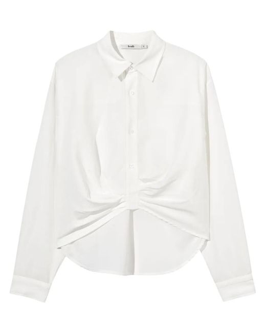 B+ AB White Gathered-Detail Long-Sleeve Shirt