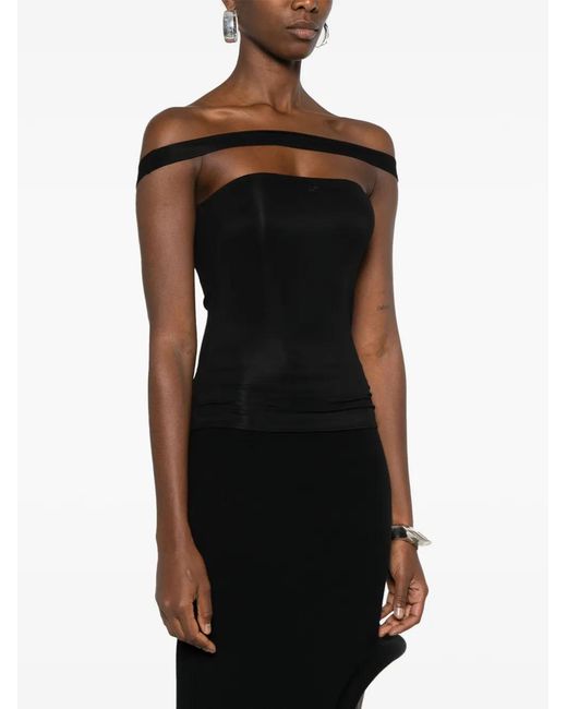 Courreges Black Hyperbole Off-Shoulder Top