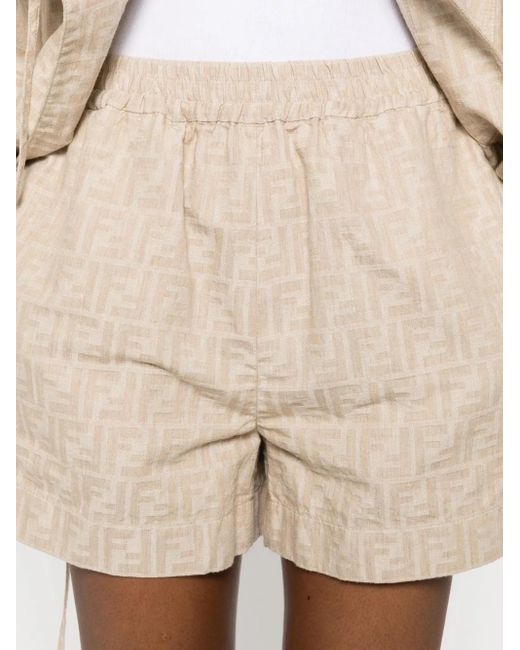 Fendi Natural Shorts aus FF-Jacquard
