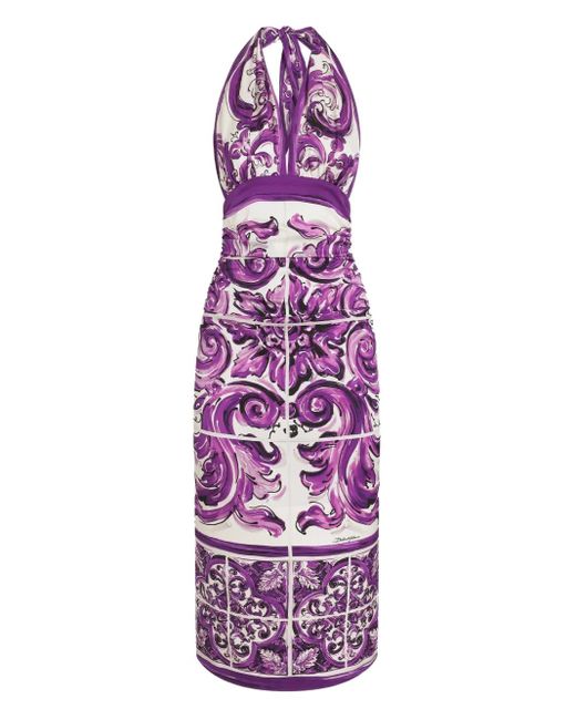 Abito Midi Con Stampa Grafica di Dolce & Gabbana in Purple