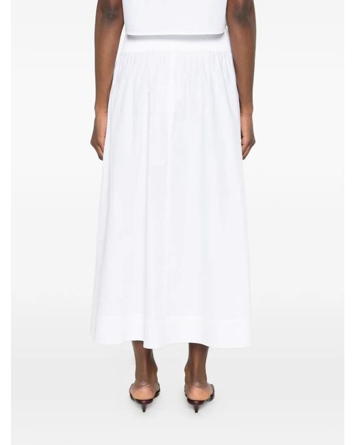 Tory Burch White Romy Smocked-Waist Skirt