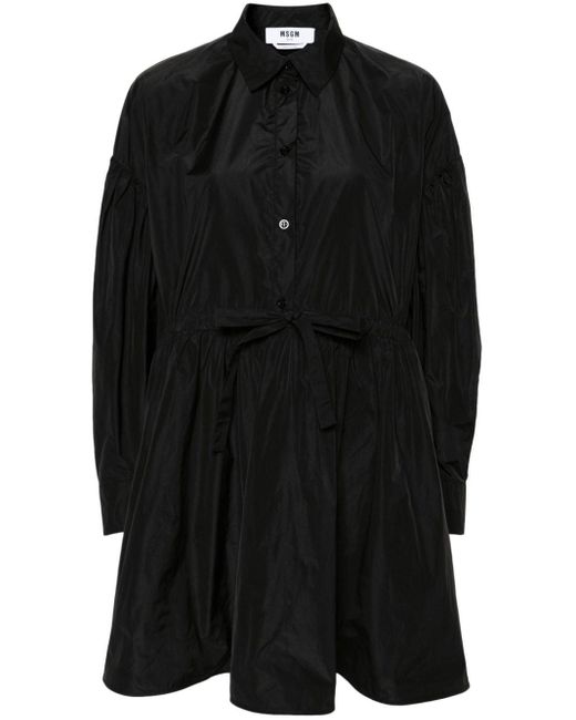 MSGM Black Ausgestelltes Mini-Hemdkleid