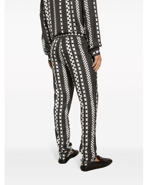 Dolce & Gabbana Black Polka Dot-print Silk Pajama Trousers for men