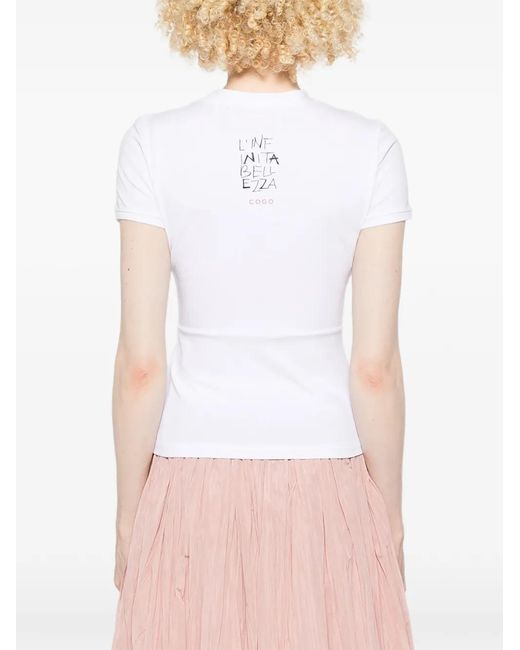 Co.Go White Square-Print T-Shirt