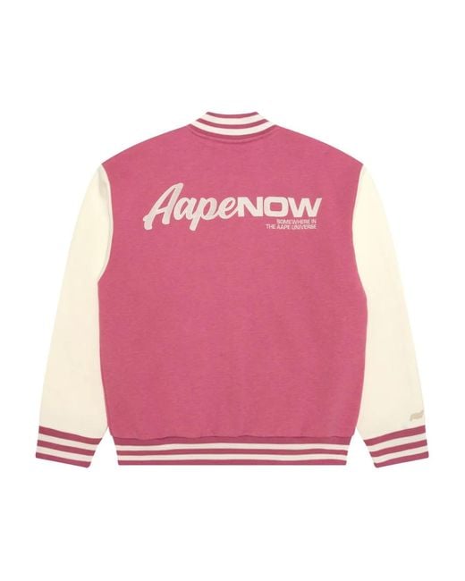 Aape By A Bathing Ape Pink Logo-Patch Bomber Jacket for men
