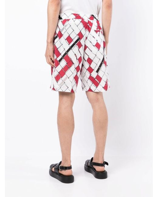 3.1 Phillip Lim Red Woven-print Deck Shorts for men