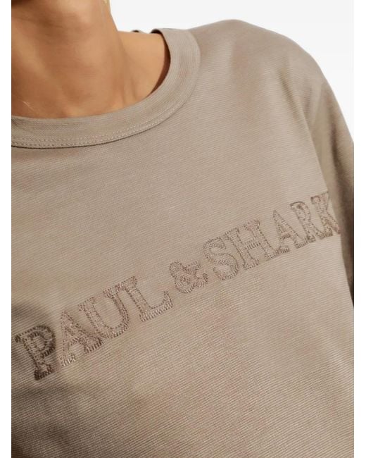 Paul & Shark Gray Logo-Embroidered T-Shirt