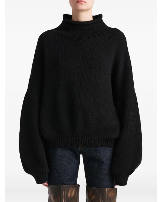 Khaite Black Cashmere Turtle-Neck Jumper