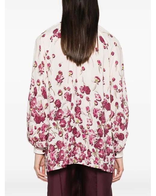 F.R.S For Restless Sleepers Red Floral-Print Blouse