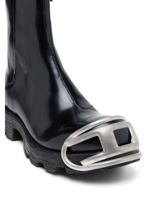 DIESEL Black D-hammer D-logo Leather Chelsea Boots for men