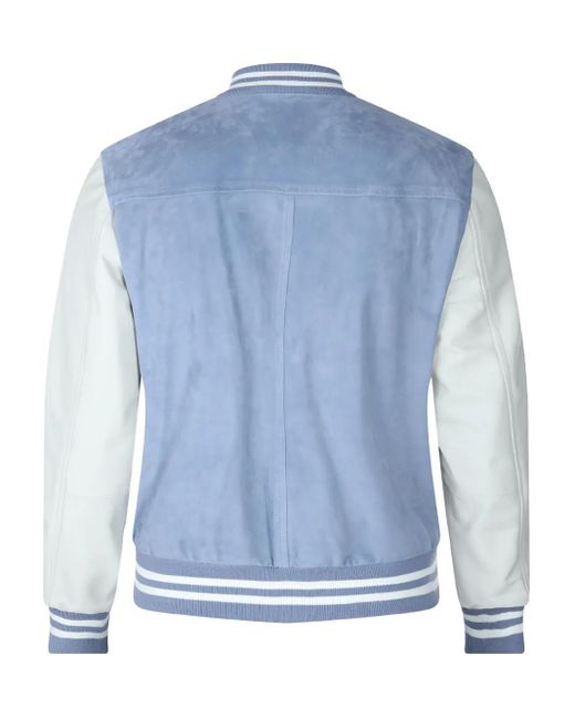 Eleventy Blue Varsity Bomber Jacket for men
